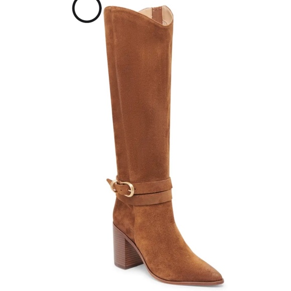 Dolce Vita Tyrone Pointed Toe Knee High Boot Wide Calf Brown Suede SZ 9.5 - Picture 1 of 14